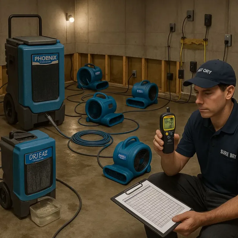 Structural Drying and Dehumidification process in San Tan Valley, AZ